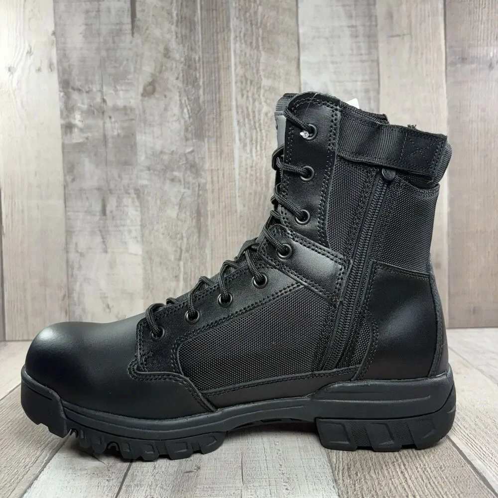 Bates Tac Sport Men's 9.5 Tactical Duty Leather Boots 8 Inch Zip Soft Toe Black